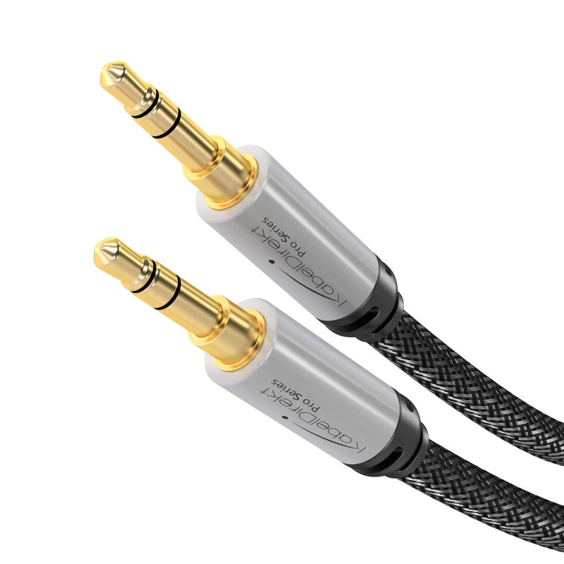 KabelDirekt Aux Cord â€“ 3.5mm Audio Cable â€“ 2ft â€“ Designed in Germany with Break-Proof Metal Plug (Headphone & aux Cable for iPhone/car/Laptop, Auxiliary Cord, 3.5mm Male to Male, Nylon) â€“ by CableDirect - Image 1